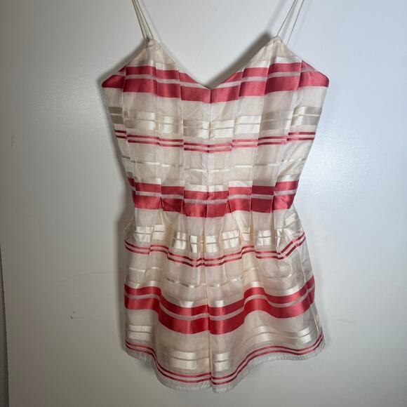 J.O.A. Los Angeles Romper Size M Pink White Striped Candy Stripes Sleeveless - Picture 6 of 15